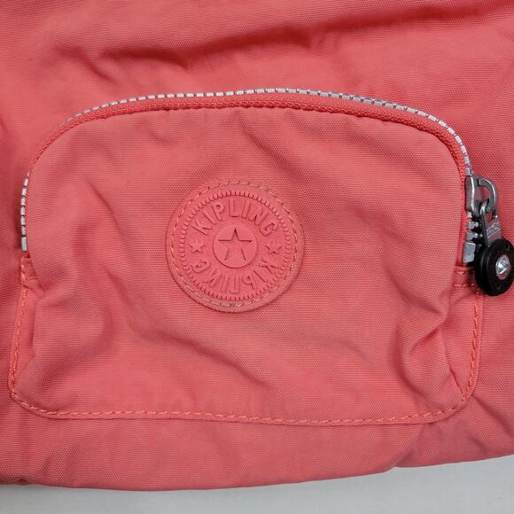 Kipling Salmon Pink Nylon Zipper Crossbody Bag Matching Purse & Marlo Monkey Key - Picture 3 of 16